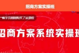 招商方案系统实操班教程 全链路招商搭建运营技巧学习