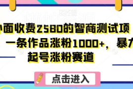 收费2580的智商测试涨粉项目揭秘 单条作品涨粉千余起号逻辑