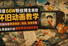 抖音66W粉博主亲授怀旧动画课 零基础打造爆款短视频变现教程