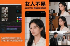 0基础可学 《女人不易》竖屏剧情剪辑课 从素材到成片全流程教学