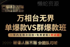 万相台无界单爆款与群爆款运营教程 全阶段实操玩法详解