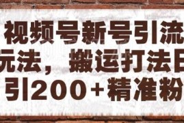视频号新号搬运引流实操玩法 日引200+精准粉可矩阵放大