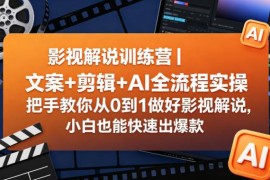 影视解说全流程实操训练营 零基础学文案剪辑AI技巧快速出爆款