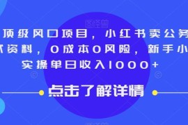 9月国考红利风口：小红书卖公务员笔试资料新手0成本实操指南