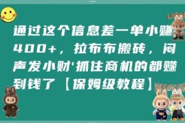 拉布布搬砖信息差赚钱保姆级教程 一单可赚400元实操玩法分享