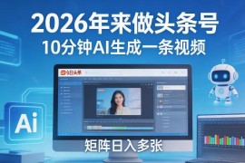 2026年头条号变现玩法 AI生成视频做矩阵实操教程
