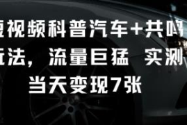 短视频汽车科普加共鸣玩法攻略 实测流量高可快速涨粉当日变现