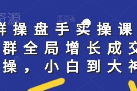 社群全局增长成交实操课 零基础从小白到大神运营全指南