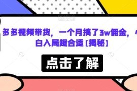 多多视频带货完整实操攻略 小白入门单月最高可拿3万佣金