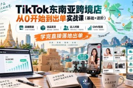 TikTok东南亚跨境店从0到出单实战课 覆盖开店选品投流全流程