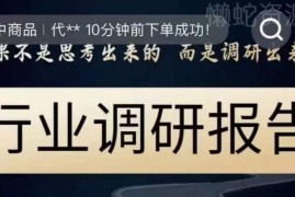 如何做好行业调研 附找项目开副业全流程实操教学课程
