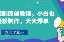 小白可上手的音乐短剧原创制作教程 热门爆单玩法实操指南