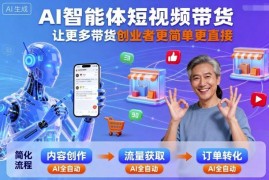 AI智能体短视频带货实操课程 助力带货创业者简化运营流程