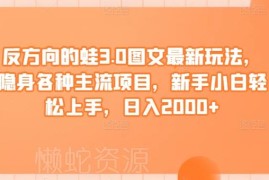 反方向的蛙3.0最新图文玩法拆解 新手可上手低门槛副业变现指南