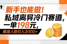 私域离异冷门赛道变现项目分享 新手零基础可做单客定价198
