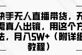 2024快手无人直播带货实操教程 无需真人出镜低门槛赚钱玩法