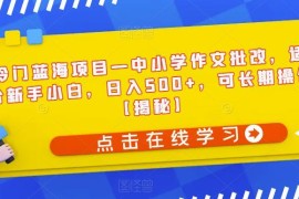 中小学作文批改冷门蓝海项目攻略 新手易上手可长期运营盈利