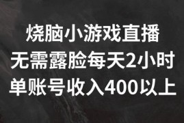 2024烧脑小游戏无露脸直播玩法 每日2小时单账号日入400+教程