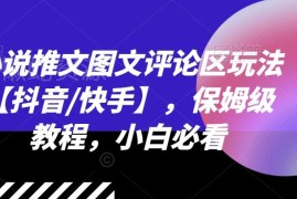 抖音快手小说推文图文评论区玩法 小白入门保姆级实操教程
