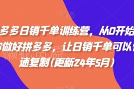 2024年8月更新拼多多运营训练营 从0打造可复制日销千单店铺