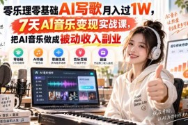 零乐理零基础7天AI音乐实战课 学会AI写歌打造被动收入副业