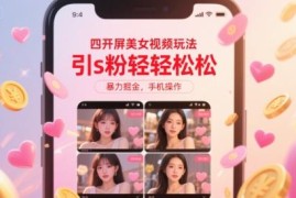 四开屏美女视频引流玩法 手机可操作低门槛变现项目解析