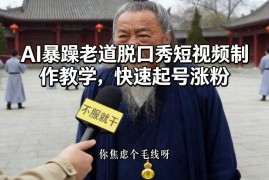 AI暴躁老道脱口秀短视频制作教学 零基础快速起号涨粉教程