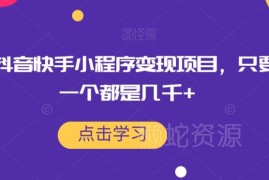 抖音快手小程序变现实操教程 单条爆单收益可达数千元