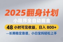 2025微信小程序全自动掘金项目 小白宝妈可做长期稳定副业详解