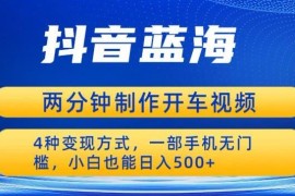 开车第一视角视频蓝海项目教程 小白零门槛可多方式变现