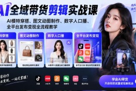 零基础AI全域带货剪辑实战课 多平台带货变现全流程教学