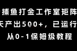 捕鱼打金工作室矩阵玩法保姆级教程 稳定运营2年当日可产生收益
