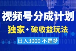 视频号分成计划实操攻略 新手可落地的高收益运营玩法