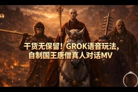 GROK语音玩法实操全教程 零基础自制国王唐僧真人对话MV