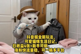 抖音可爱猫咪生活日记新玩法 新手可做的低门槛涨粉变现副业
