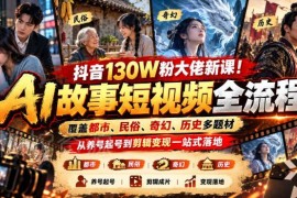 抖音AI故事短视频全流程教程 覆盖多题材从起号到变现一站式实操
