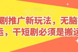 短剧推广搬运实用新玩法 附抽帧去重账号定位全套实操教程