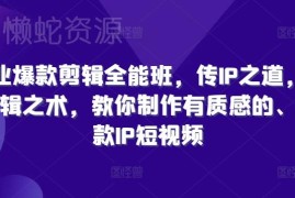 商业IP爆款剪辑全能班教程 学高质感IP短视频制作全流程