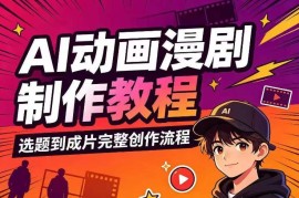 AI动画漫剧全流程制作教程 从选题到剪映成片零基础可学