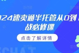 2024速卖通半托管从0到1实战课 通投广告打法及政策细则详解