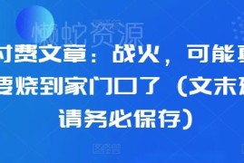 2024全球冲突局势深度分析 战火是否波及国内的付费内容解读