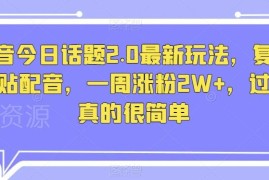 抖音今日话题2.0最新玩法 复制优质内容配音发布一周涨粉2W+