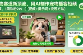 AI制作宠物播客短视频教程 零基础涨粉变现全流程分享