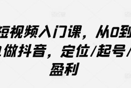 抖音短视频从0到1运营教程 定位起号到盈利全流程教学