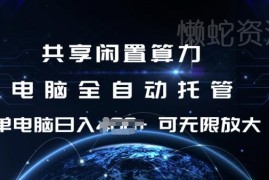 共享闲置算力全自动托管项目揭秘 可矩阵放大操作收益