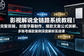 影视解说全链路系统教程 PR剪辑封面文案爆款案例实战教学