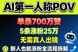 AI第一人称POV短视频涨粉全流程 新人无需出镜实操玩法拆解