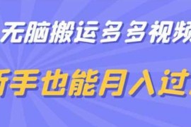 多多视频无脑搬运带货玩法拆解 新手零门槛可上手月入过万