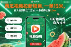 西瓜视频拉新项目操作指南 单用户奖励13元单条视频收益可达2.5万