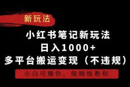 小红书合规笔记搬运玩法 多平台变现保姆级教程 小白可操作